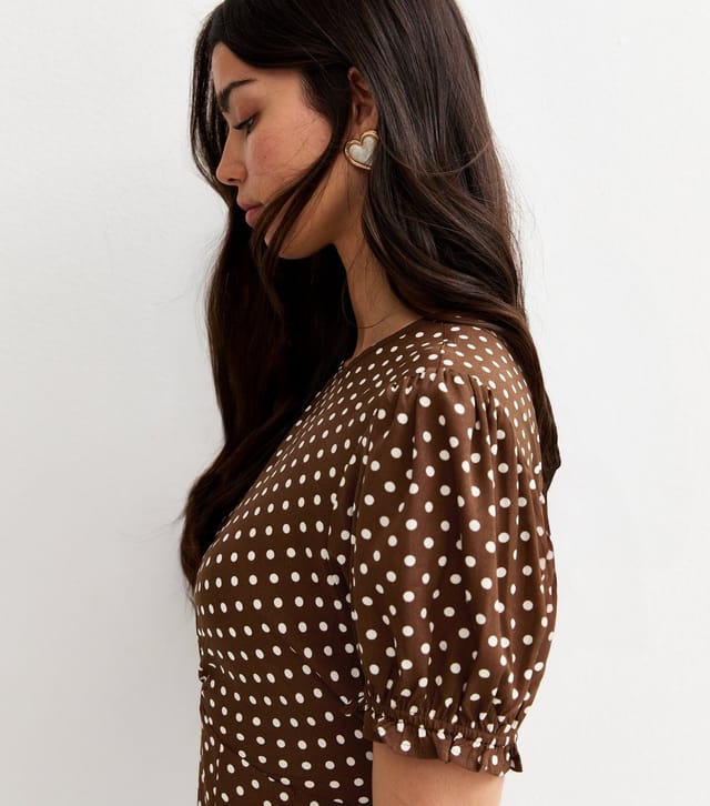 New Look Women's Brown Spot Print Crepe Midi Dress New Look - 3