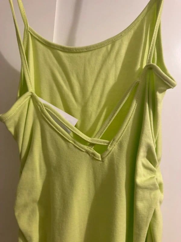 Bershka Lime Green Crossover Back Ruched Dress BNWT