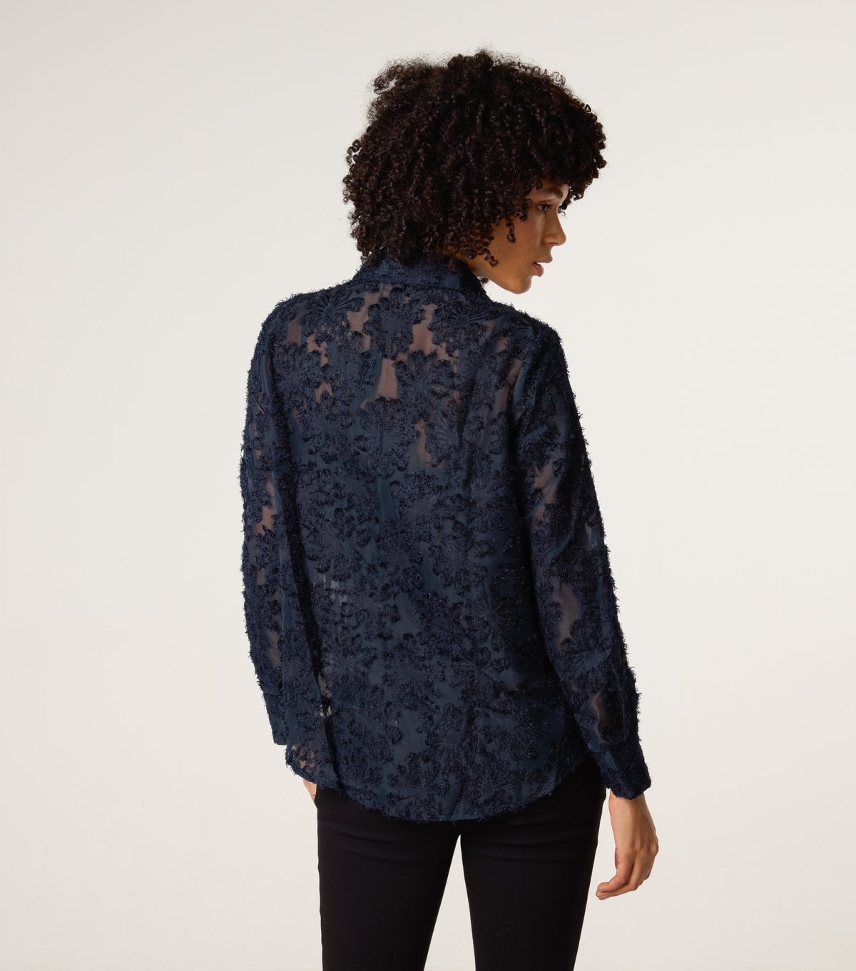 Blue Vanilla Women's Navy Fluffy Oversized Shirt Blue Vanilla New Look - 4