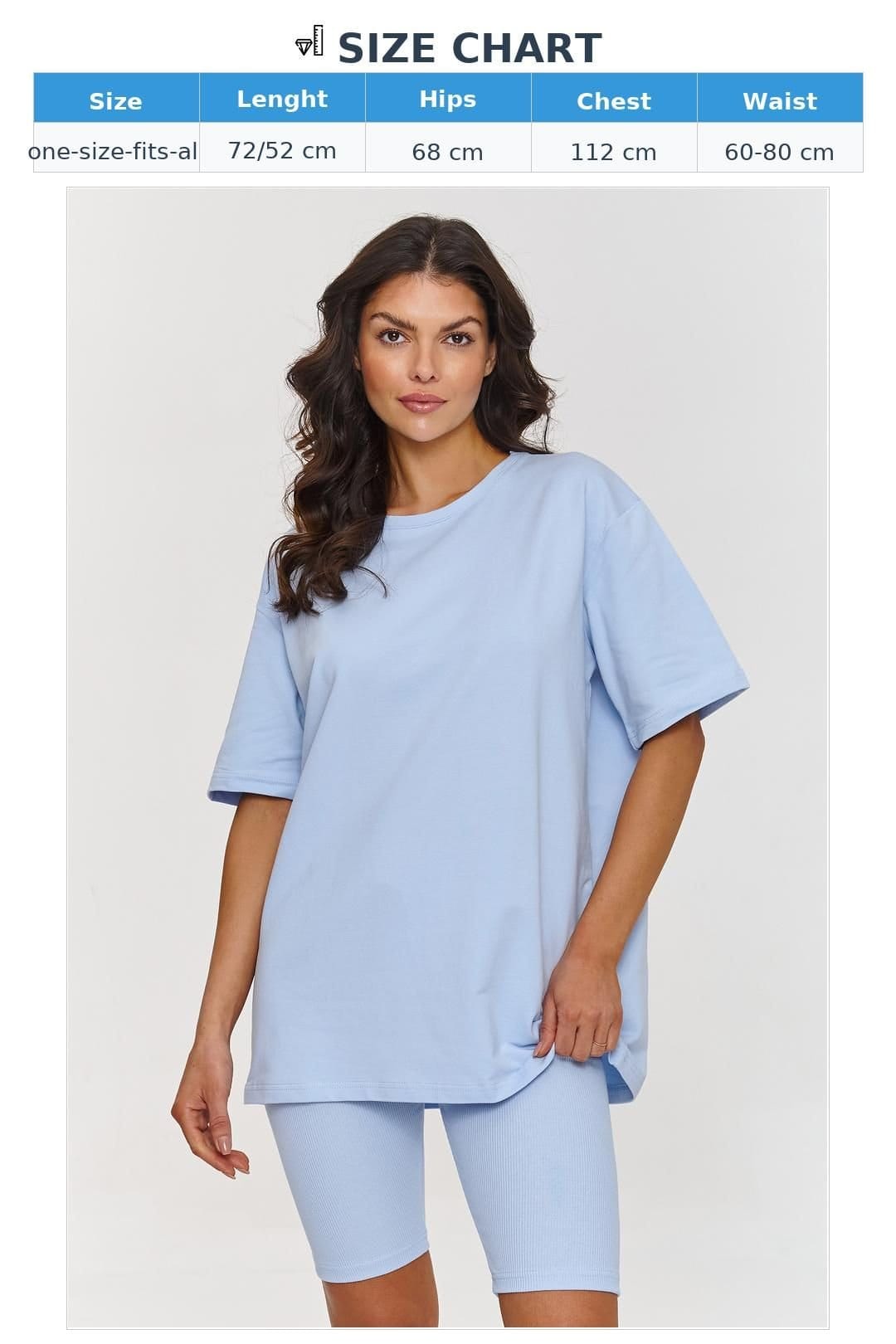 Love Lace Love Lace Women's Rib Collar Cotton T-Shirt Set in Blue - 4