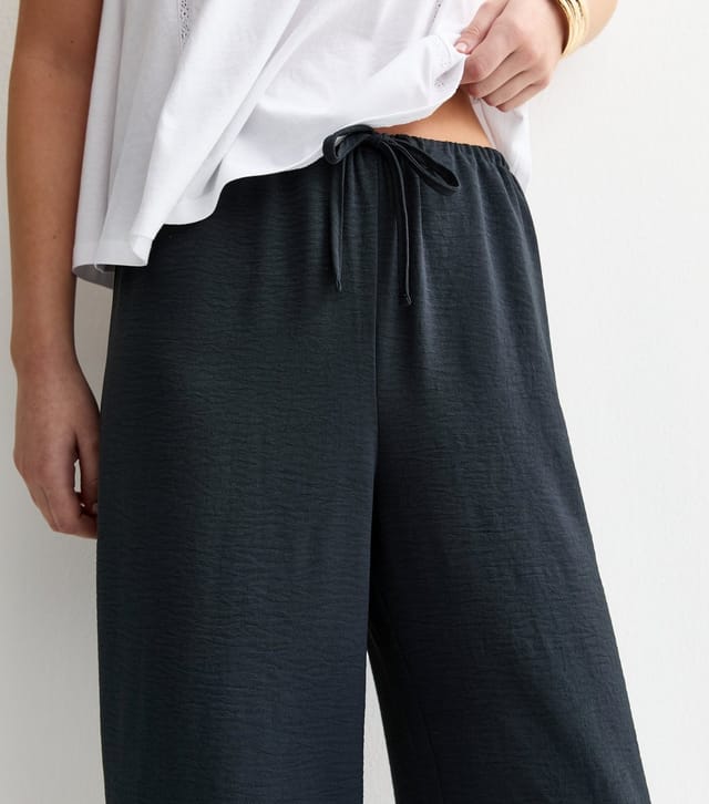 New Look Women's Navy Drawstring Waist Wide Leg Trousers New Look - 3