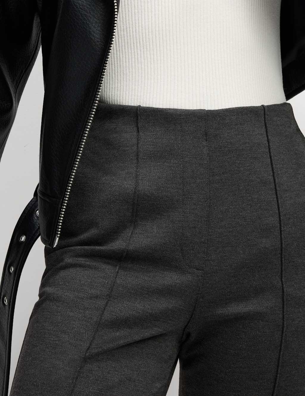 Marks & Spencer M&S Jersey Twill Straight Leg Trousers Charcoal - 2