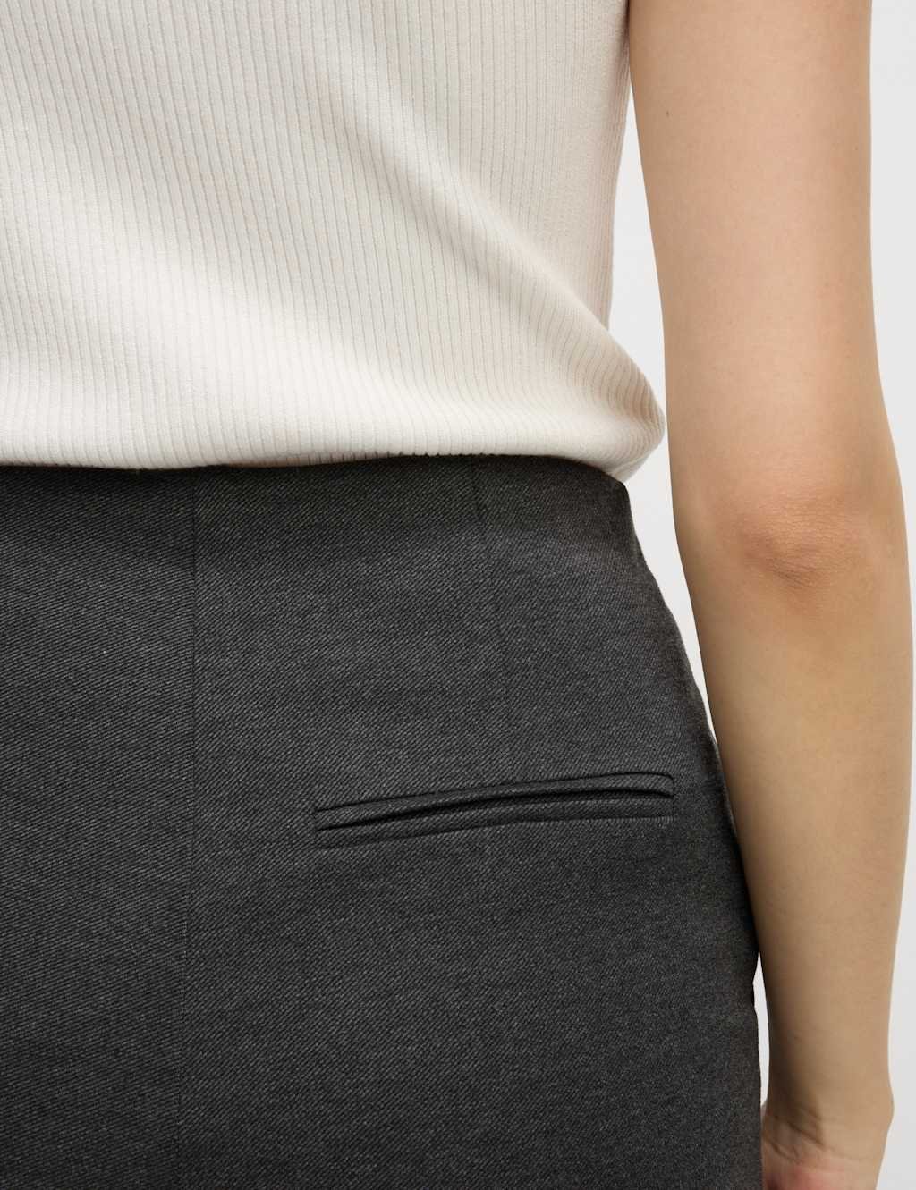 Marks & Spencer M&S Jersey Twill Straight Leg Trousers Charcoal - 4