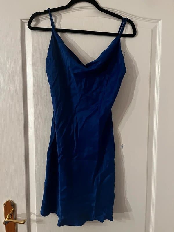 Bershka Blue Cowl-Neck Mini Dress