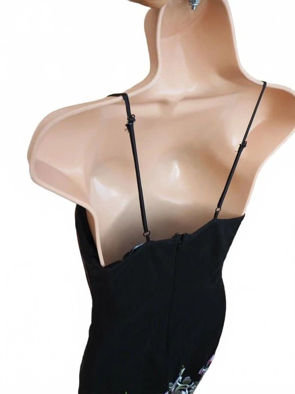 New Look New Look Black Mesh Tulle Floral Embroiderd Hem Strappy Bodycon Tea Dress 6