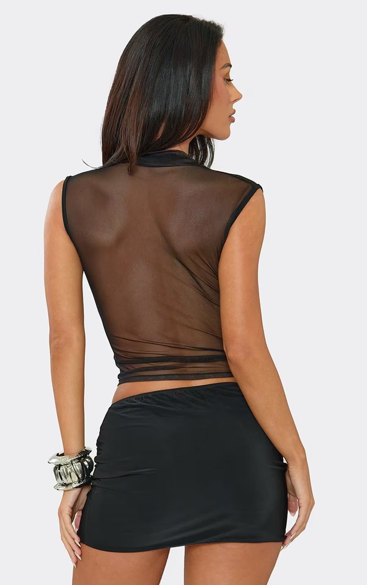 EGO Low Waist Drape Front Ruched Mini Skirt In Black, Women's Size UK 6