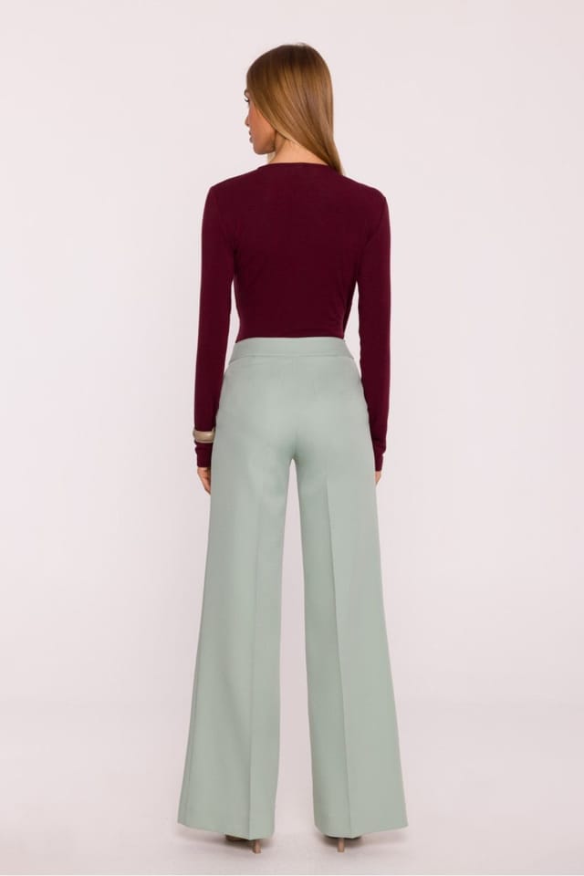Love Lace Love Lace Women's Classic Matte Suit Wide Leg Trousers Style 216610 in Green - 3