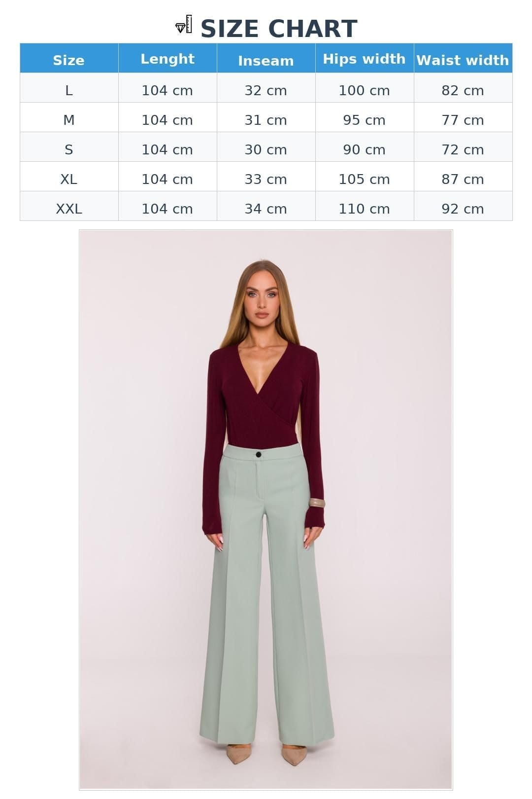 Love Lace Love Lace Women's Classic Matte Suit Wide Leg Trousers Style 216610 in Green - 4