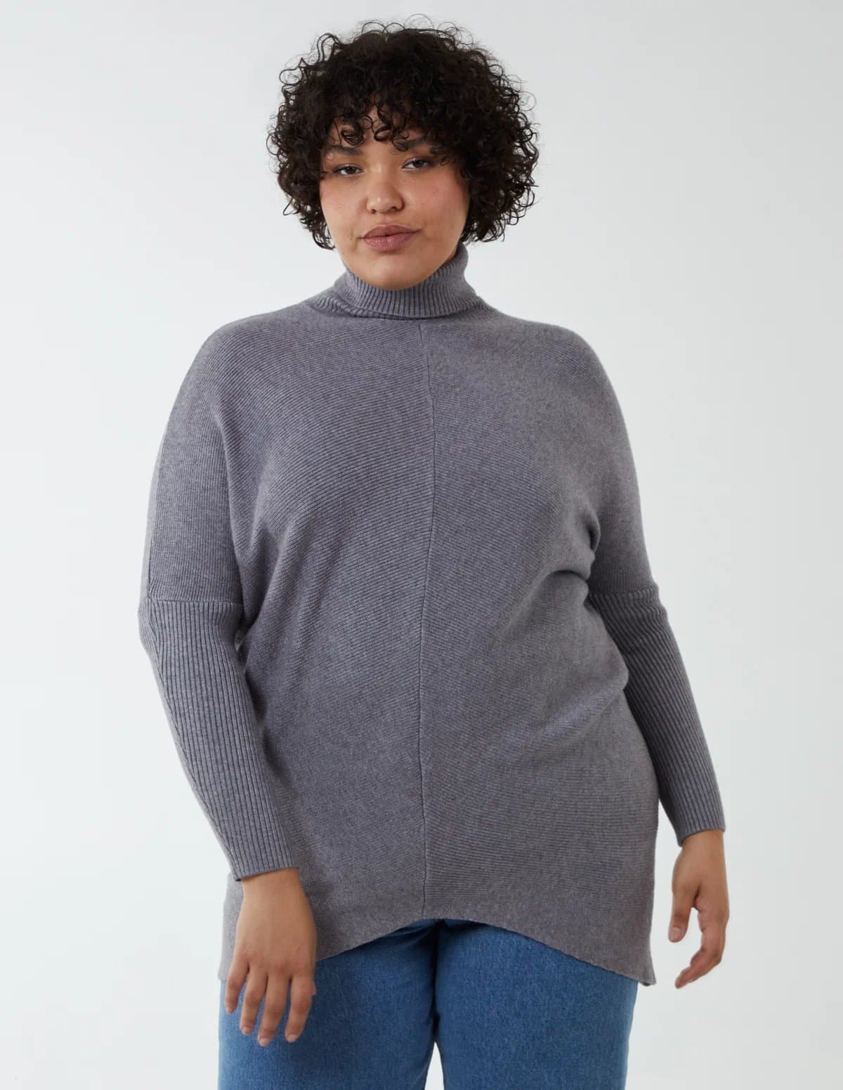 Blue Vanilla Curve Roll Neck Jumper
