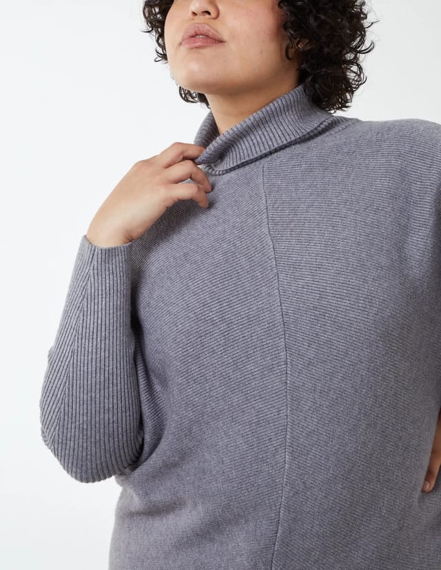 Blue Vanilla Curve Roll Neck Jumper - 2