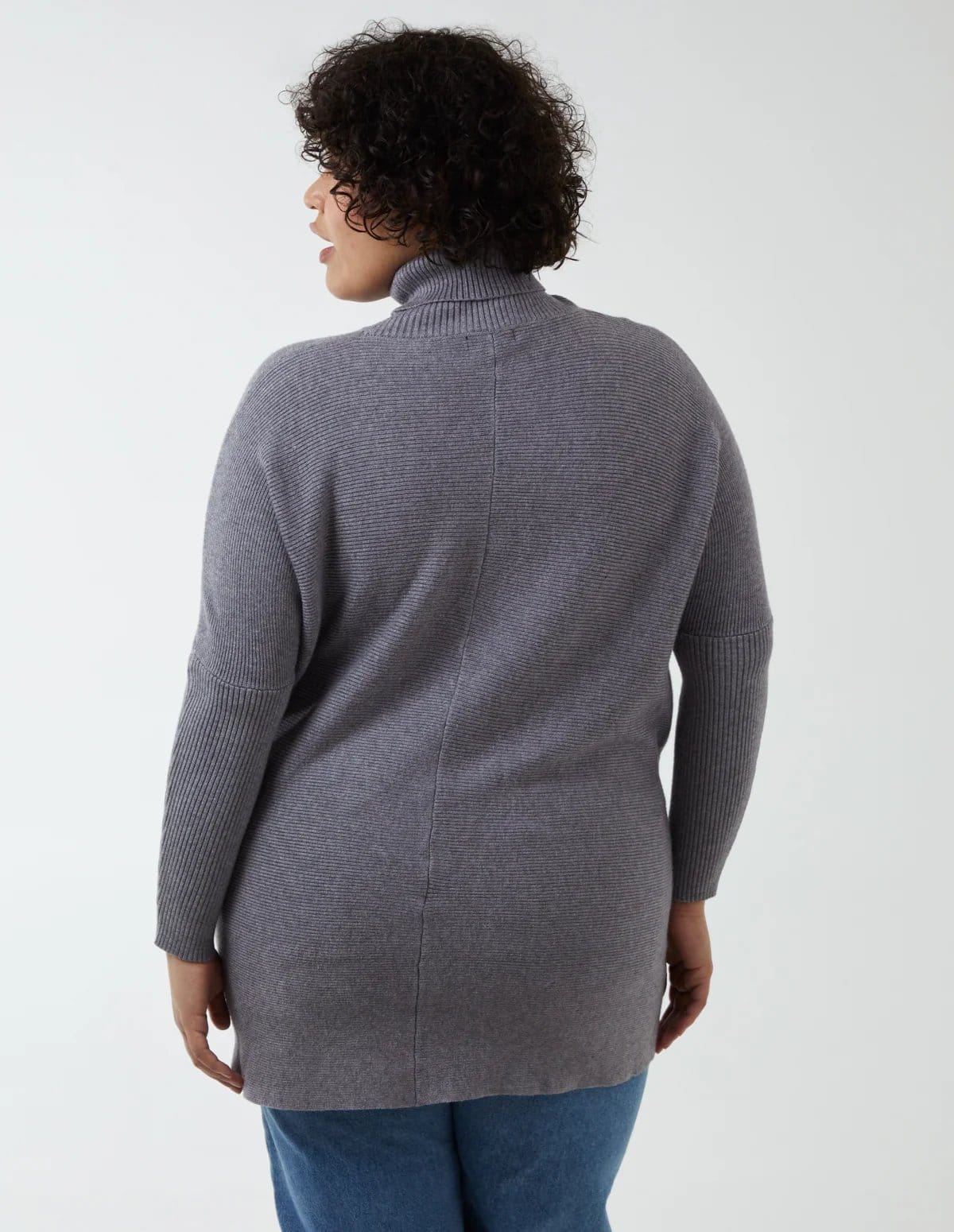 Blue Vanilla Curve Roll Neck Jumper - 4