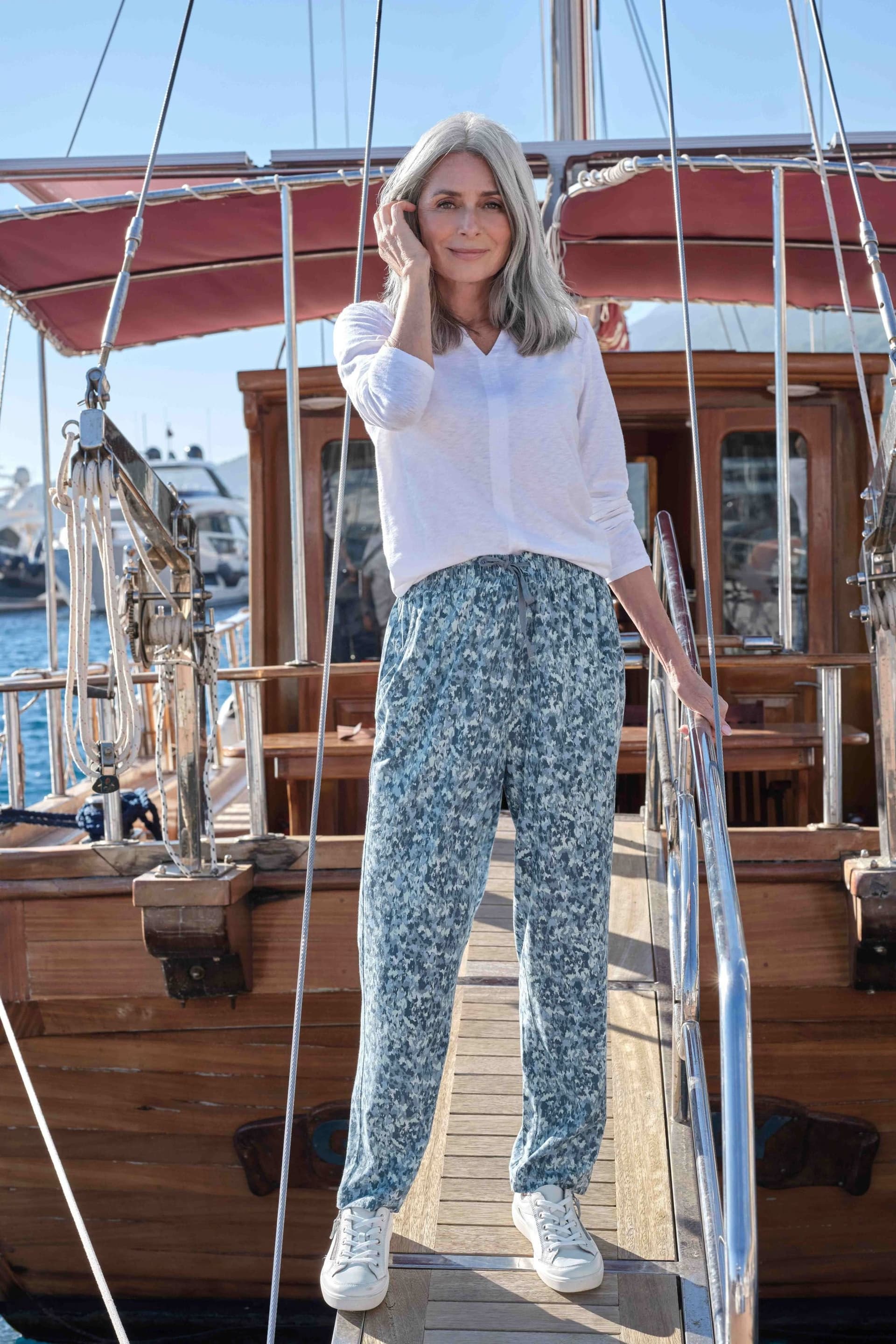 WoolOvers WoolOvers Light Blue Viscose Tapered Leg Trouser