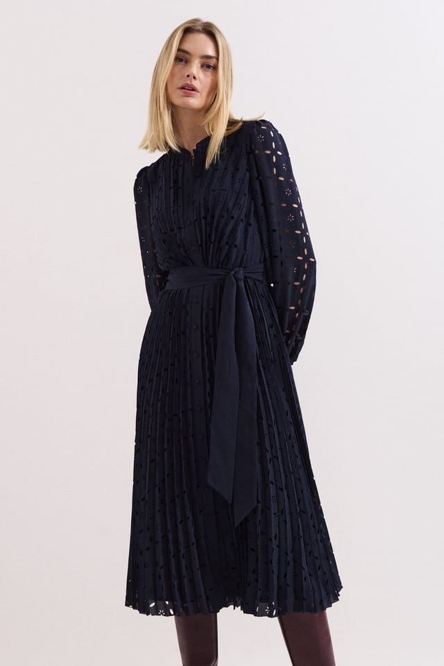 Phase Eight Phase Eight Women's Marina Pleated Midi Dress in Dark Navy - 2
