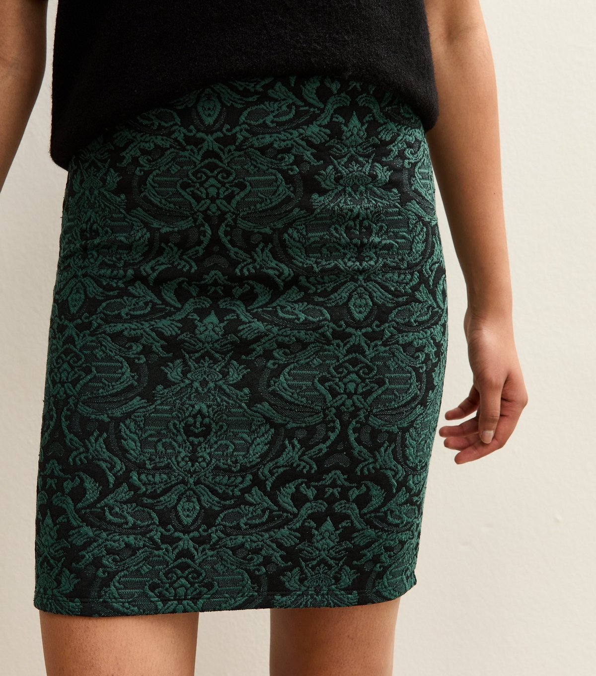 New Look Women's Green Baroque Jacquard Tube Skirt New Look - 3