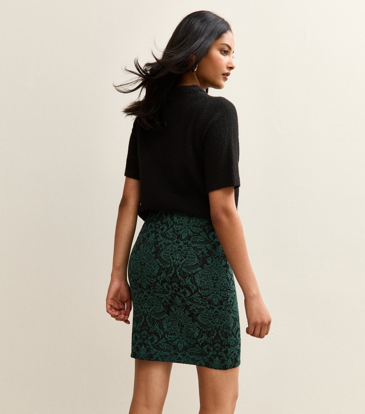 New Look Women's Green Baroque Jacquard Tube Skirt New Look - 4