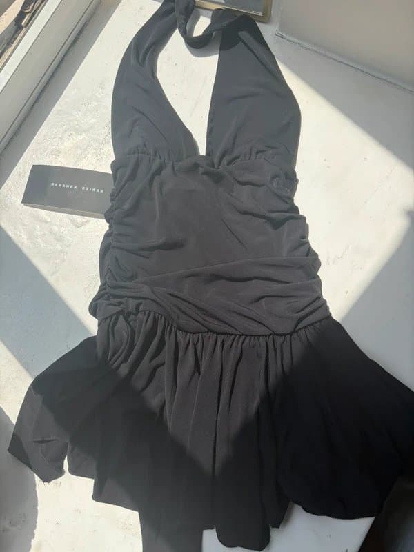 Bershka Halter plunge floaty mini dress