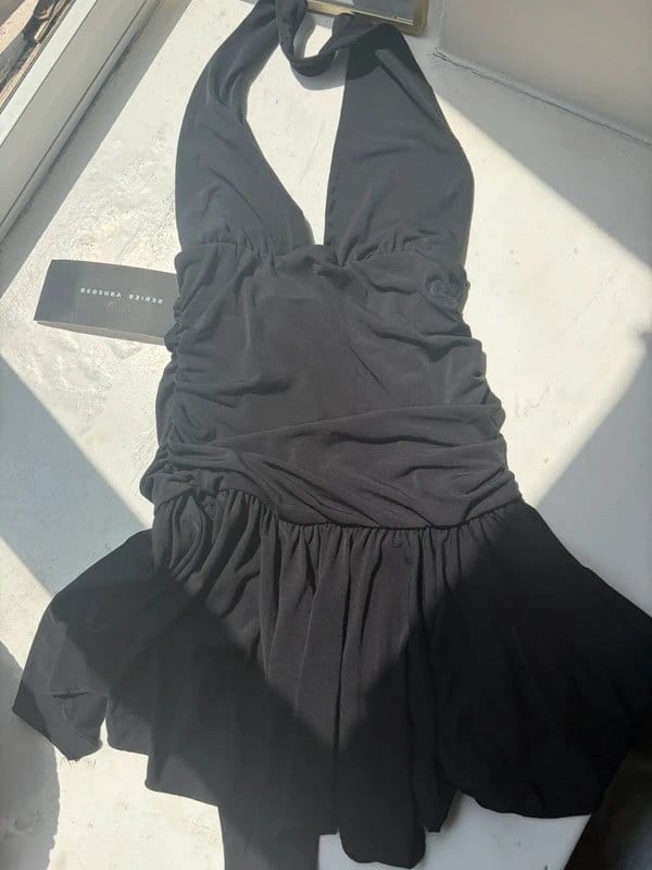 Bershka Halter plunge floaty mini dress - 1