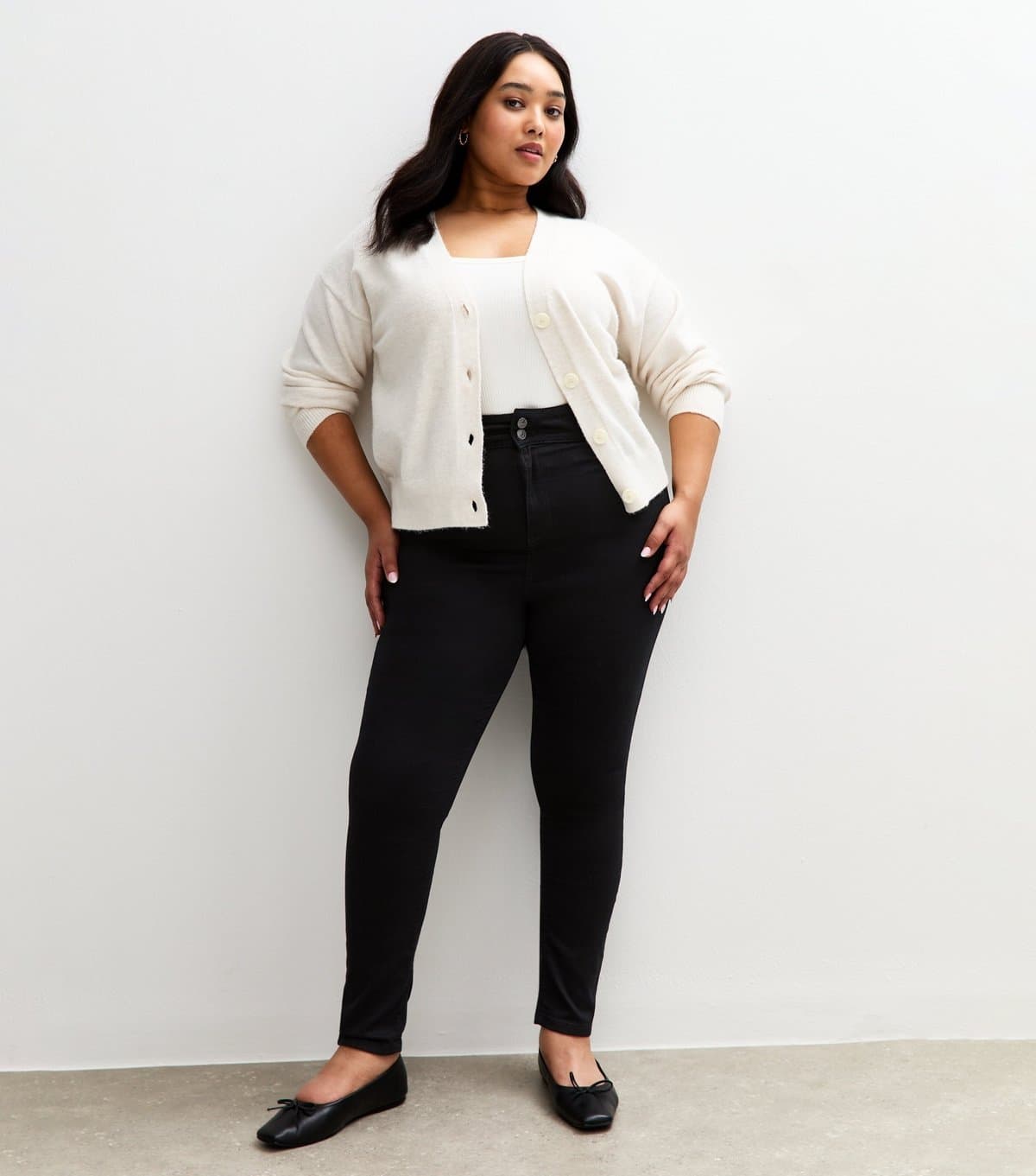 New Look Women's Plus Size Black Yazmin High Waisted Slim Leg Jeans Curves New Look