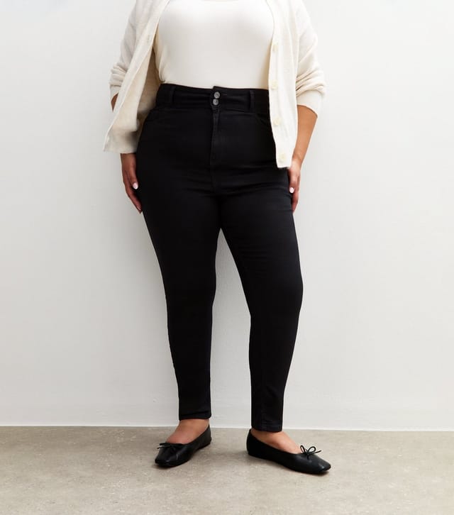 New Look Women's Plus Size Black Yazmin High Waisted Slim Leg Jeans Curves New Look - 3