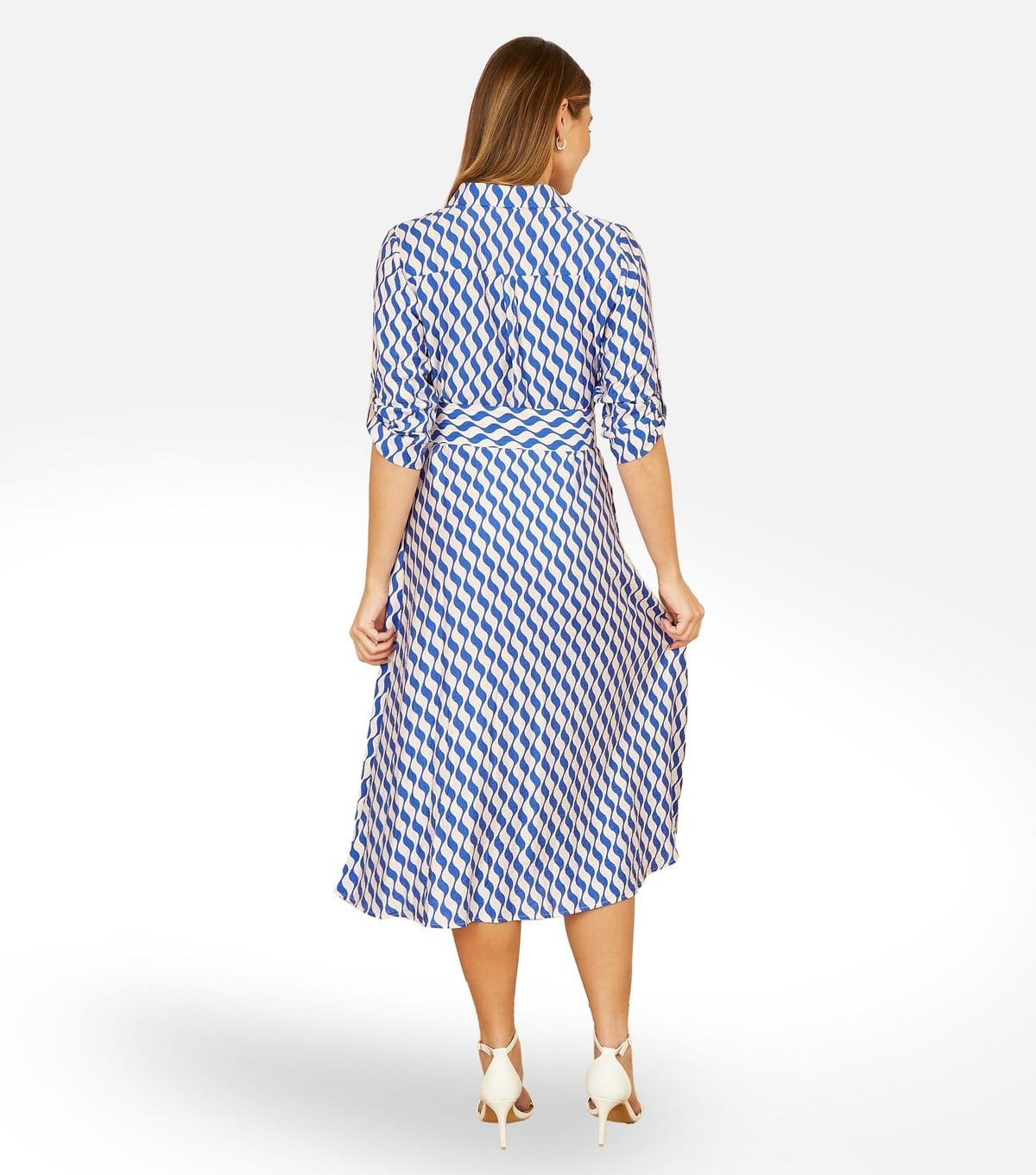 Yumi Women's Blue Swirl Print Shirt Dress Yumi New Look - 4