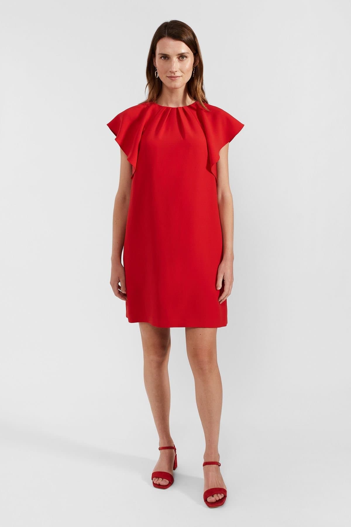 Hobbs London Hobbs London Women's Rosario Pleat Detail Tunic Dress in Scarlet