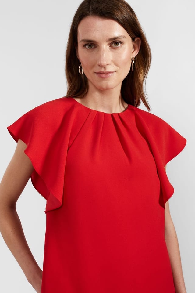 Hobbs London Hobbs London Women's Rosario Pleat Detail Tunic Dress in Scarlet - 3