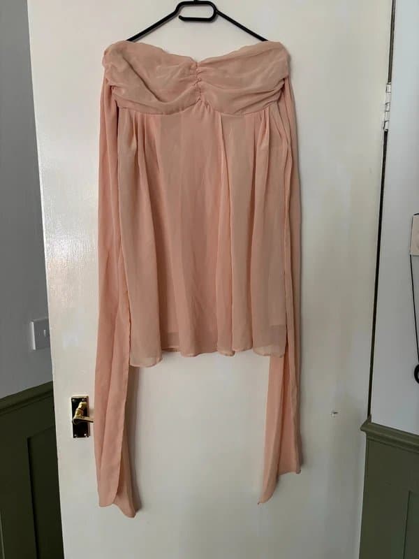 ASOS ASOS Size 16 Light Peach Strapless Overlay Dress