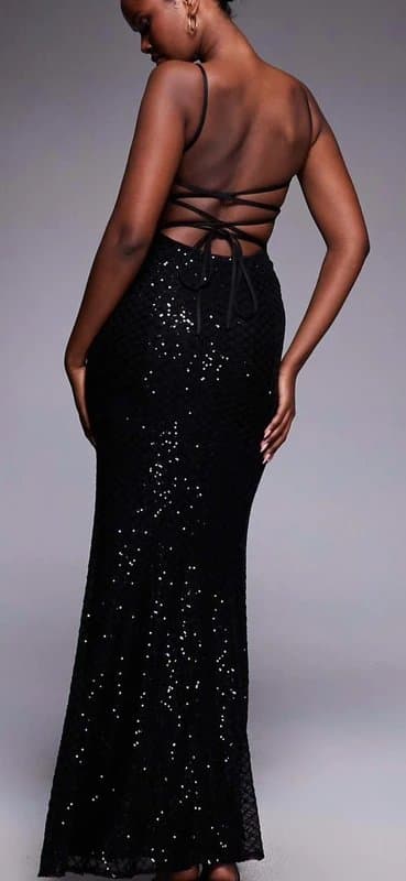 ASOS Embellished sequin lace up back maxi dress