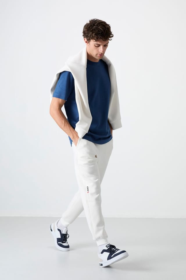 Tommy Life Tommy Life Men's Slim Jogger Sweatpants in Off-White - 2