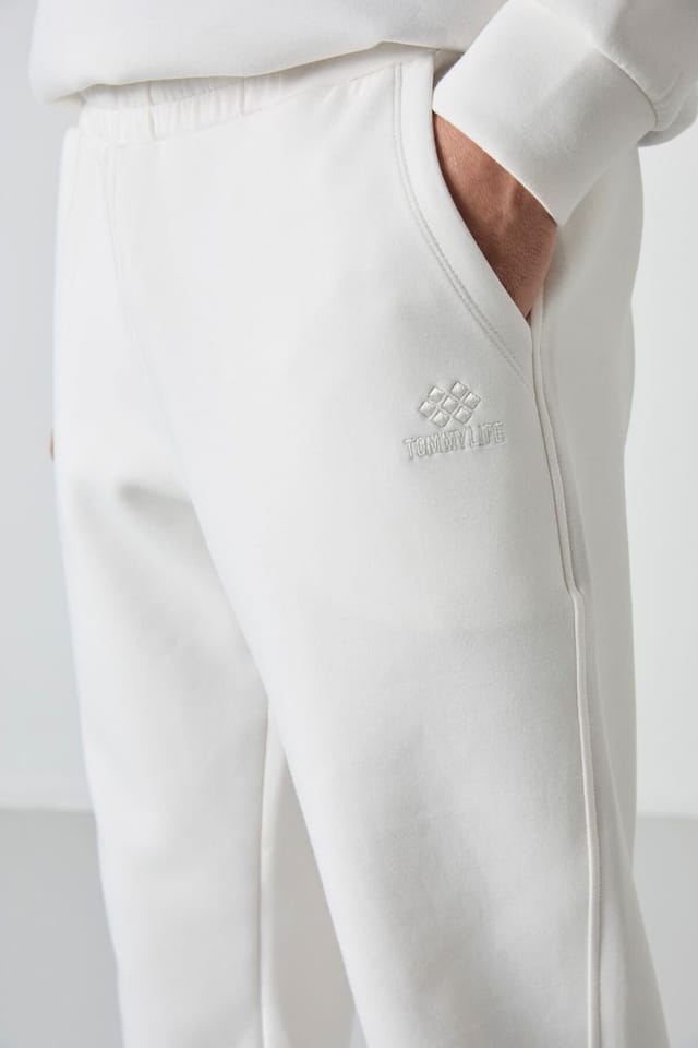 Tommy Life Tommy Life Men's Slim Jogger Sweatpants in Off-White - 3