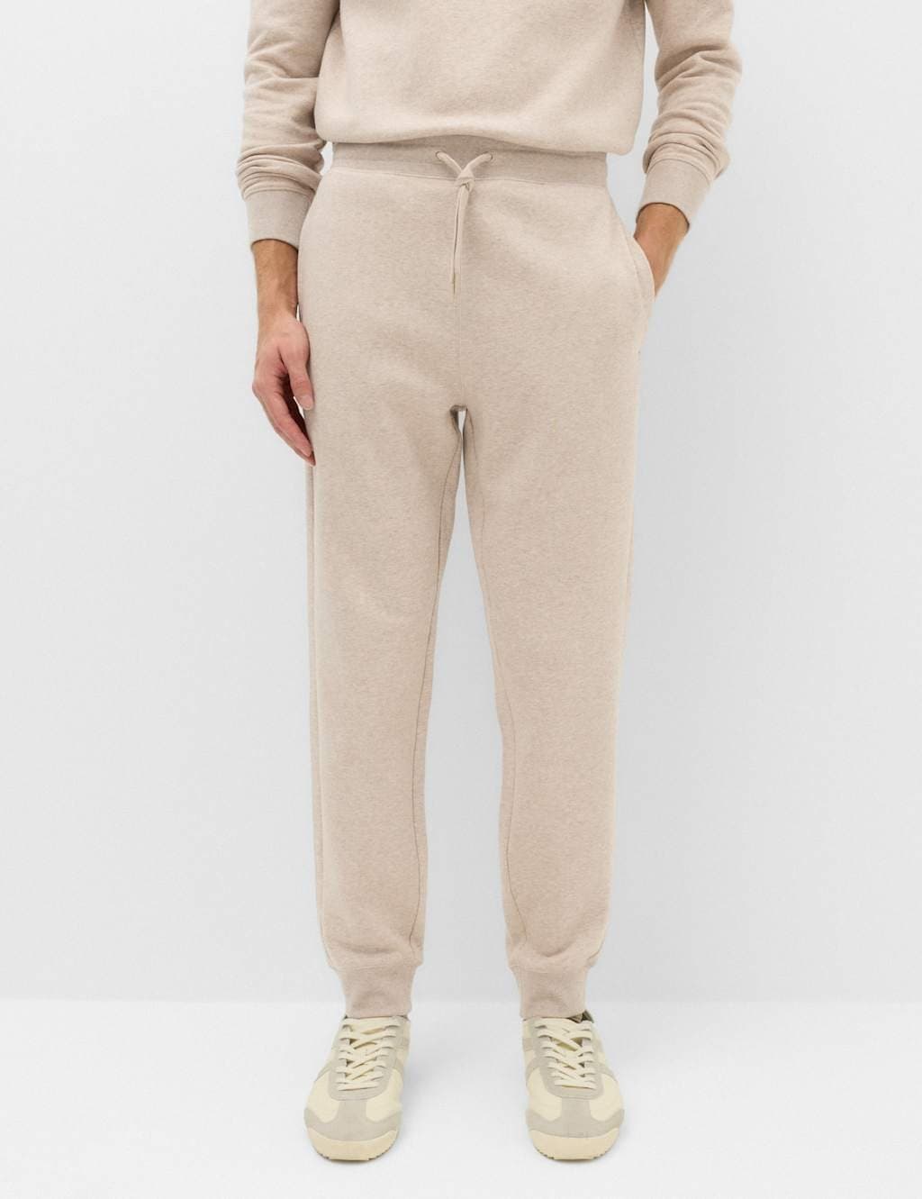 Marks & Spencer M&S Cotton Rich Brushback Cuffed Joggers Taupe