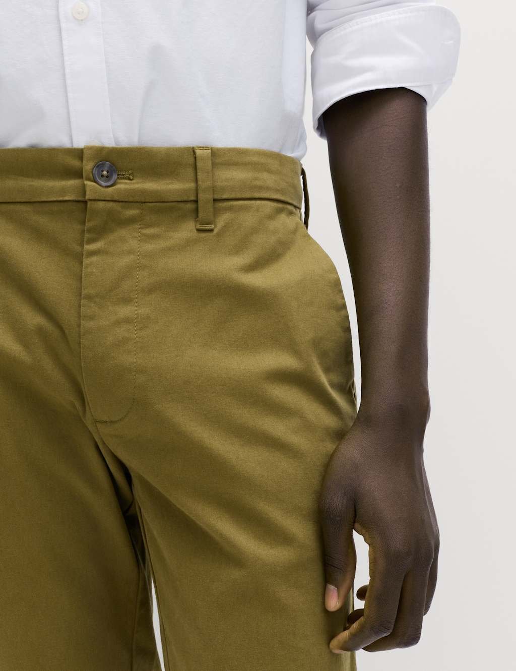 Marks & Spencer M&S Slim Fit Cotton Rich Stretch Chinos Olive - 2