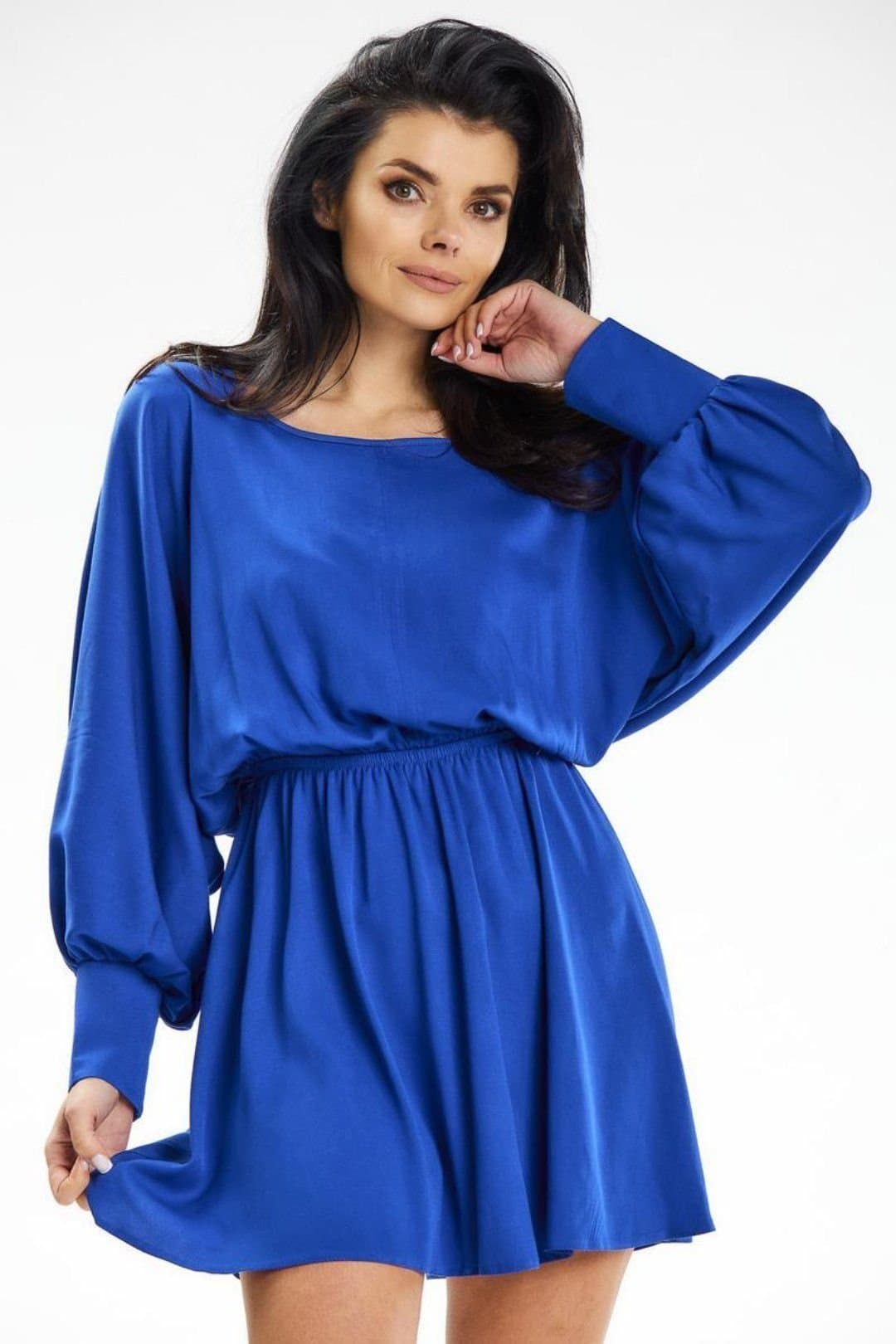 Love Lace Love Lace Women's Kimono Sleeve Mini Dress with Elastic Waist in Blue