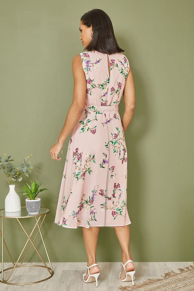 Yumi Yumi Women's Floral Print Midi Skater Dress in Pink - 3