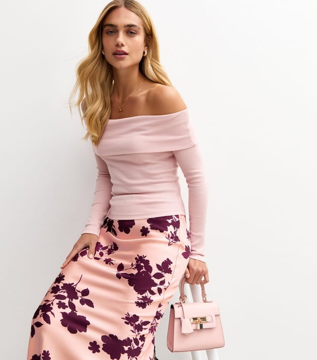 New Look Women's Pink Floral Print Satin Midi Skirt New Look - 3