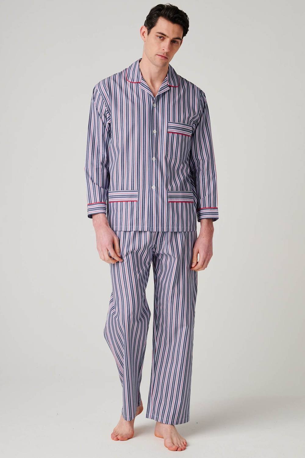 British Boxers British Boxers Men's "Red Pop Stripe" Crisp Cotton Pyjama Set - 3