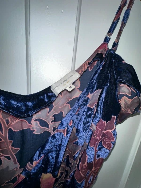 Never Fully Dressed Never Fully Dressed blue velvet floral midi wrap dress