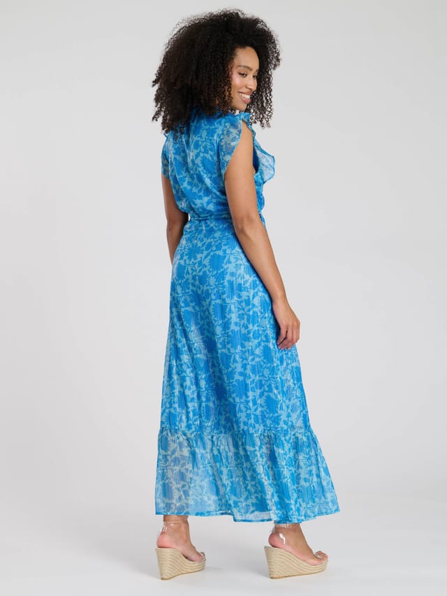 South Beach South Beach Women's Printed Frill Shoulder Wrap Midi Dress - 3