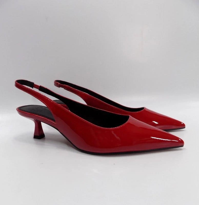 ASOS Red Kitten Heel Shoes Wide Fit UK 4 Pointed Toe Slingback ASOS Bridal Wedding - 1