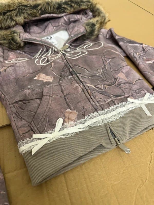 NAMED collective Named collective fitted zipper fur hoodie hood size XS