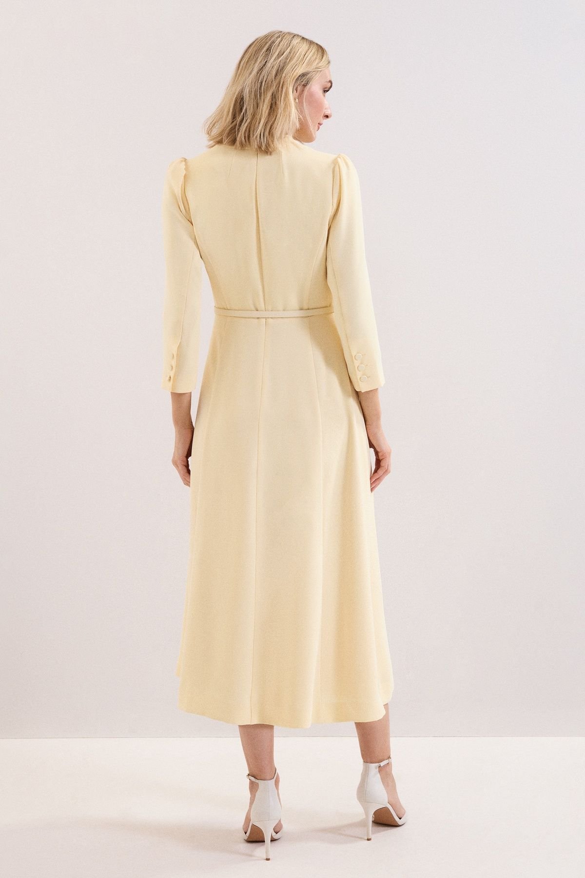 Phase Eight Phase Eight Women's Danielle Belted Midi Dress in Lemon - 4