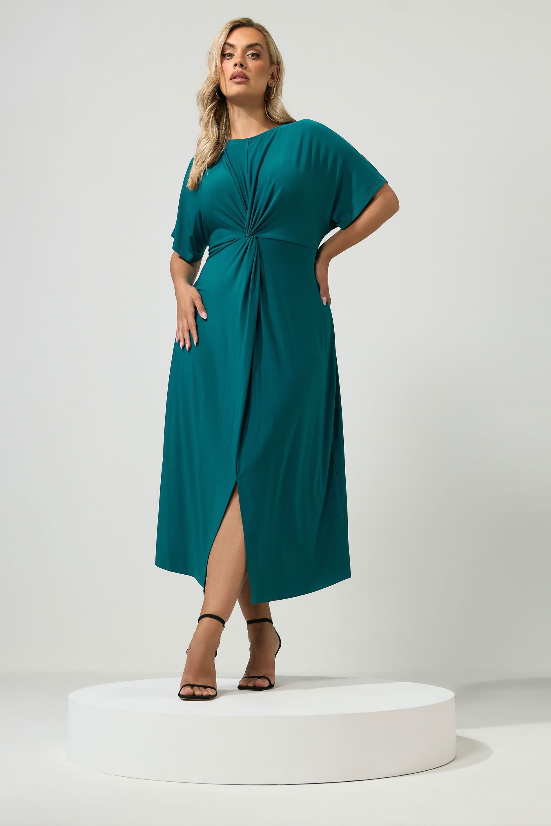 Yours Yours Women's Knot Front Maxi Dress in Teal