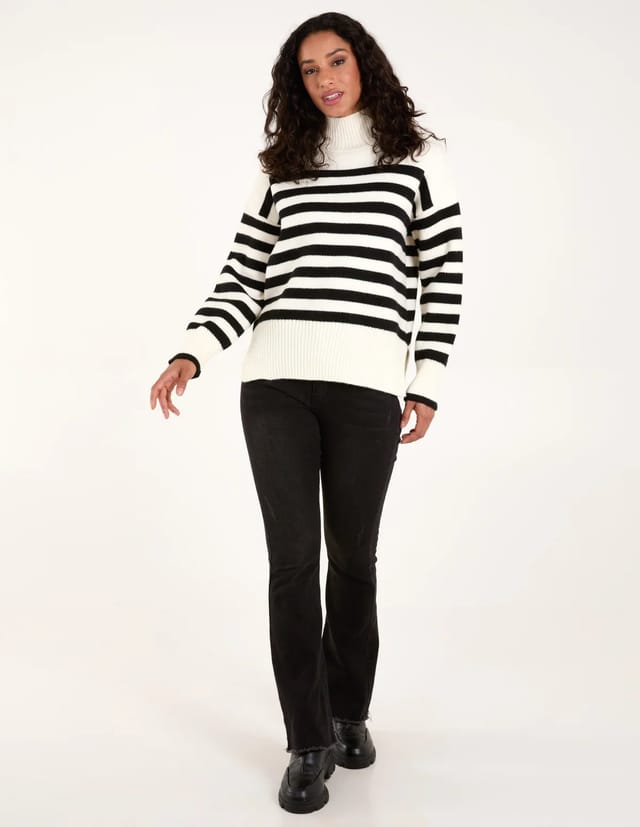 Blue Vanilla High Neck Striped Jumper - 3