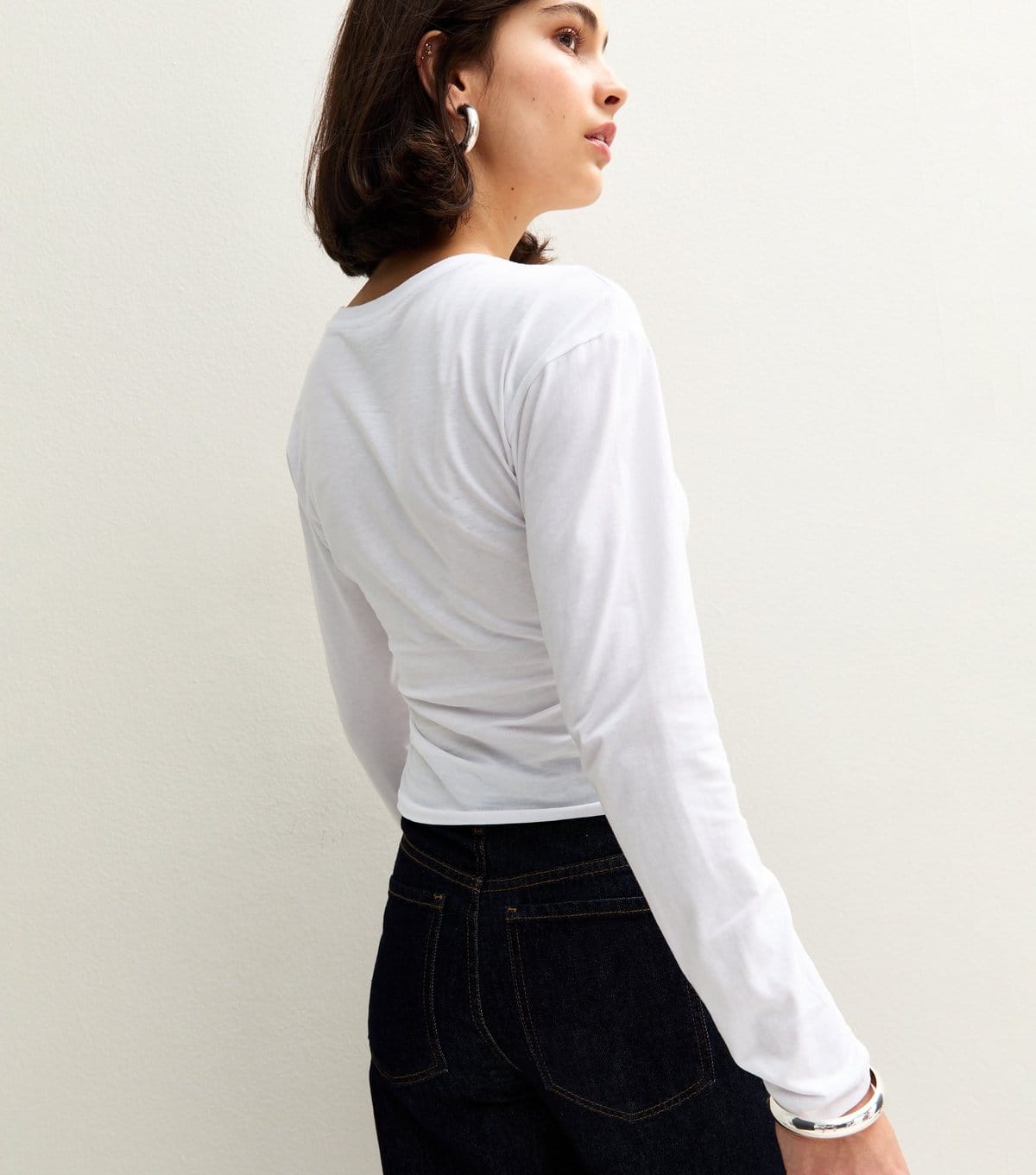 New Look Women's White Long Sleeve Pleated Side Corset Top New Look - 4