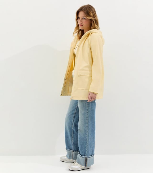 New Look Women's Light Yellow Water Resistant Drawstring Hood Rain Anorak New Look - 3