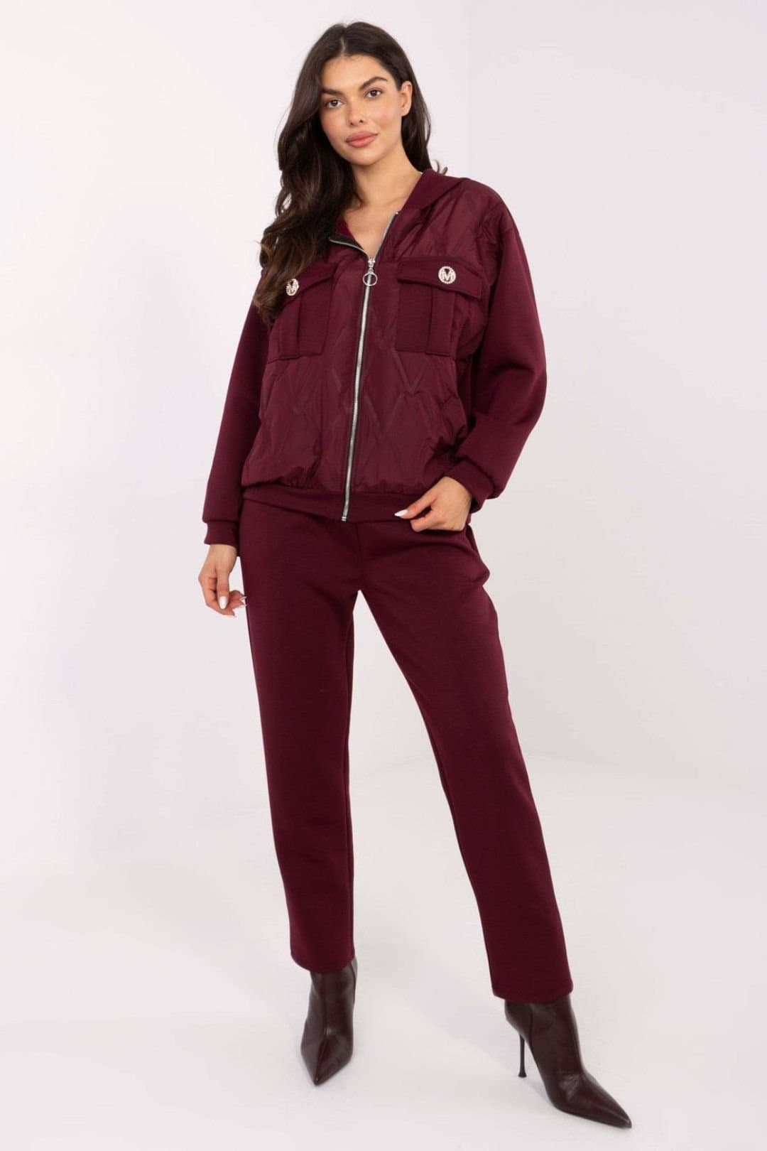Love Lace Love Lace Women's Quilted Hoodie & Tapered Jogger Set in Red