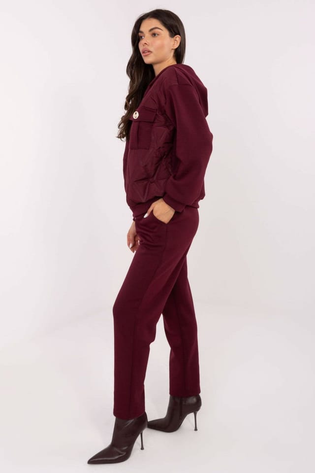 Love Lace Love Lace Women's Quilted Hoodie & Tapered Jogger Set in Red - 2