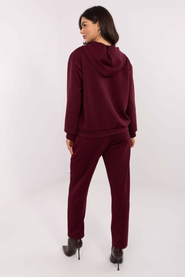 Love Lace Love Lace Women's Quilted Hoodie & Tapered Jogger Set in Red - 3