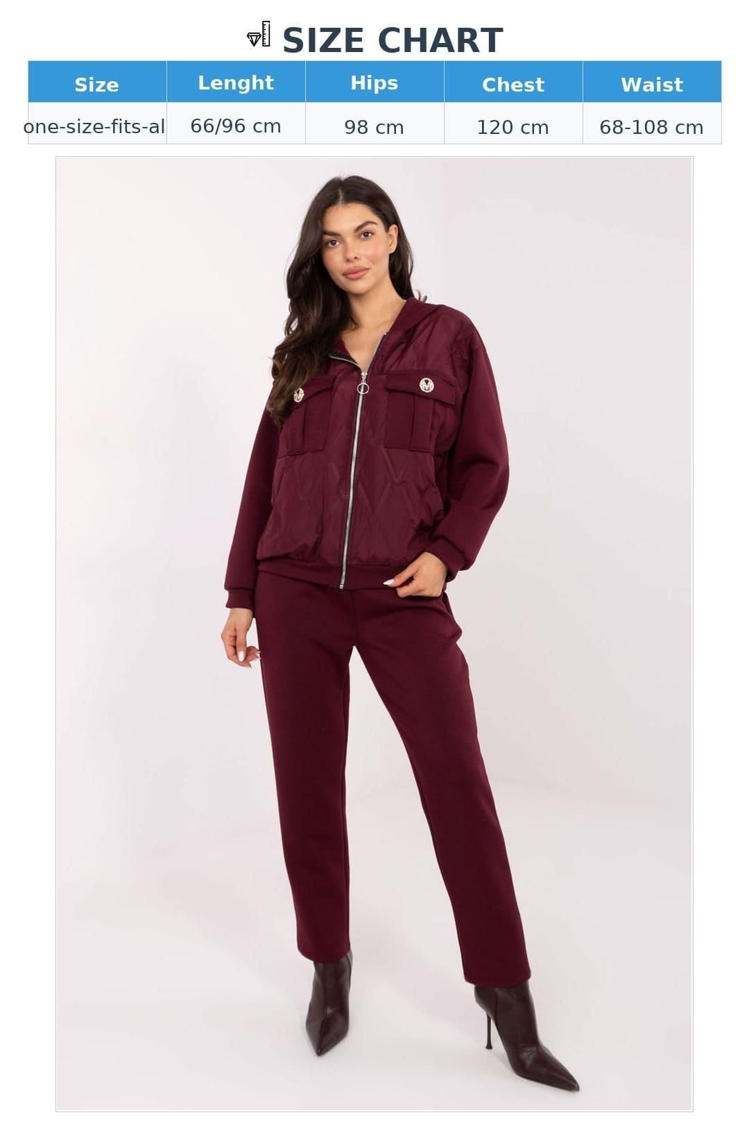 Love Lace Love Lace Women's Quilted Hoodie & Tapered Jogger Set in Red - 4
