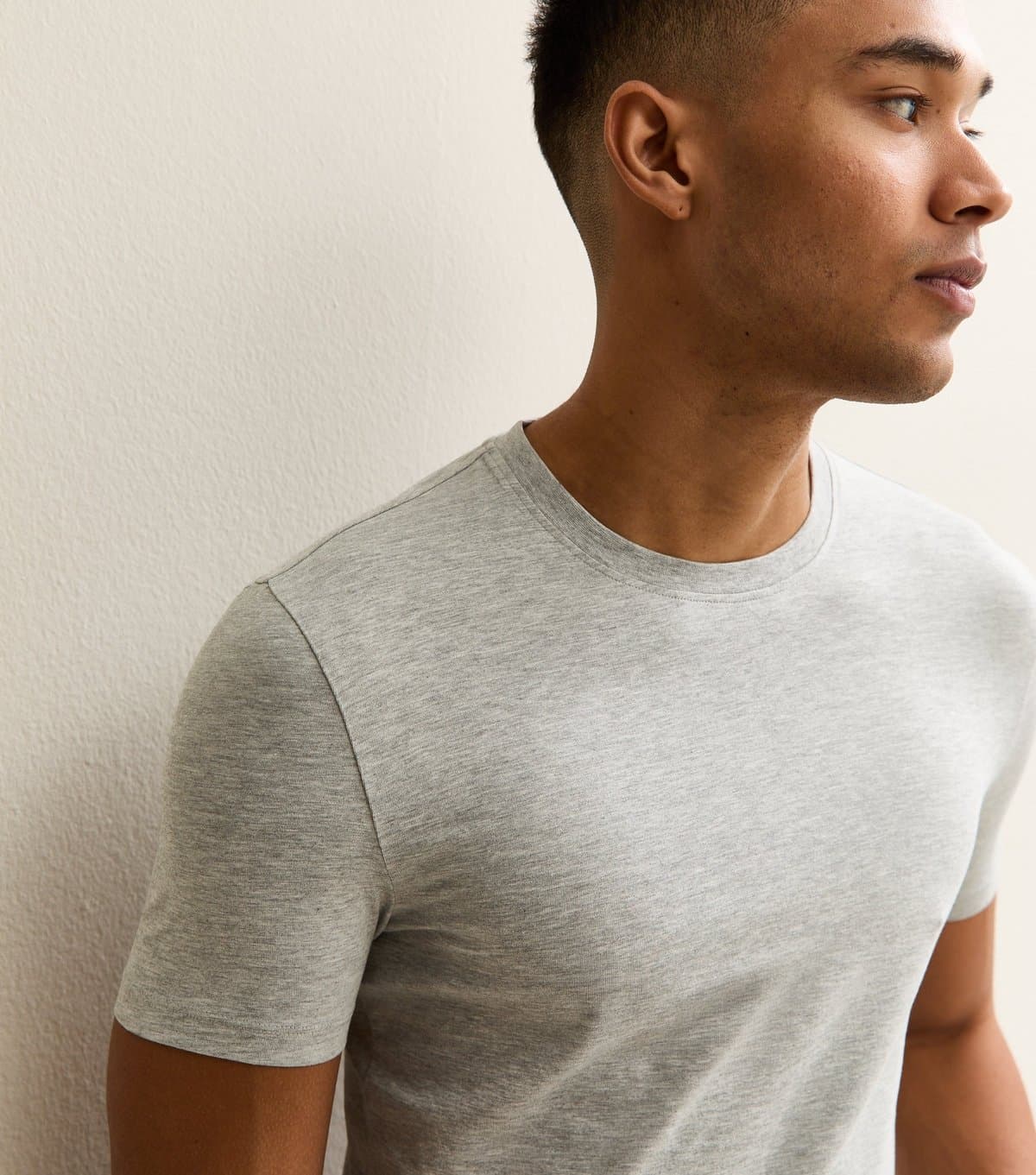 New Look Men's Grey Marl Muscle Fit T-Shirt New Look